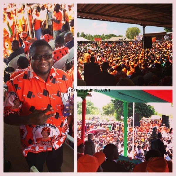 Roy Kachale Banda (left) and the crowds in Zomba