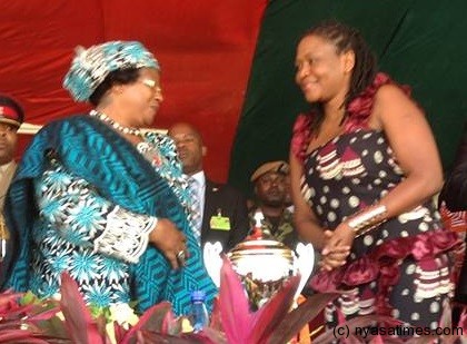 Wendy (right)  with President Banda being welcomed as a PP member